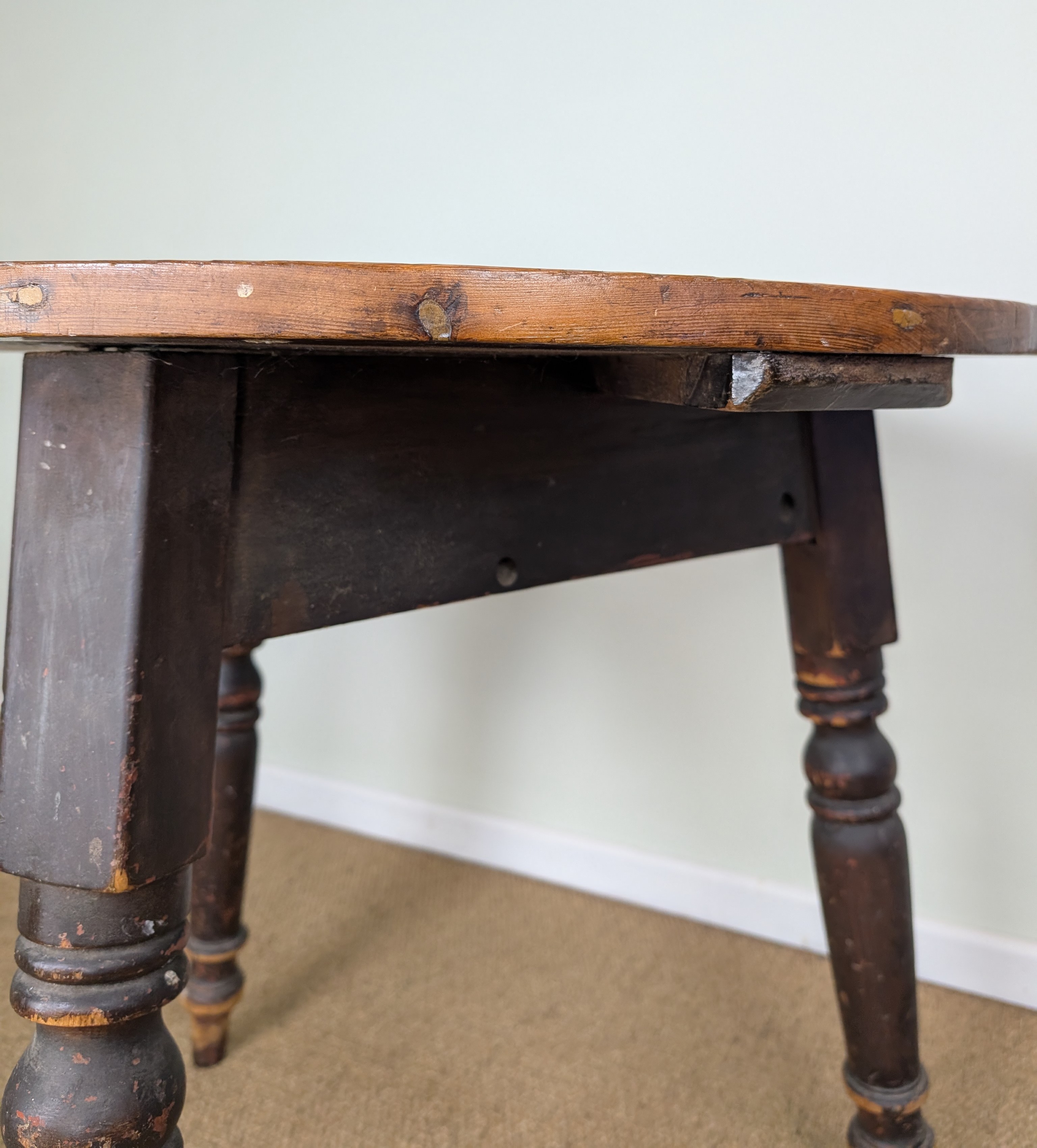 Antique Pine 19th Century Round Cricket Table Original Paint / Condition Rustic