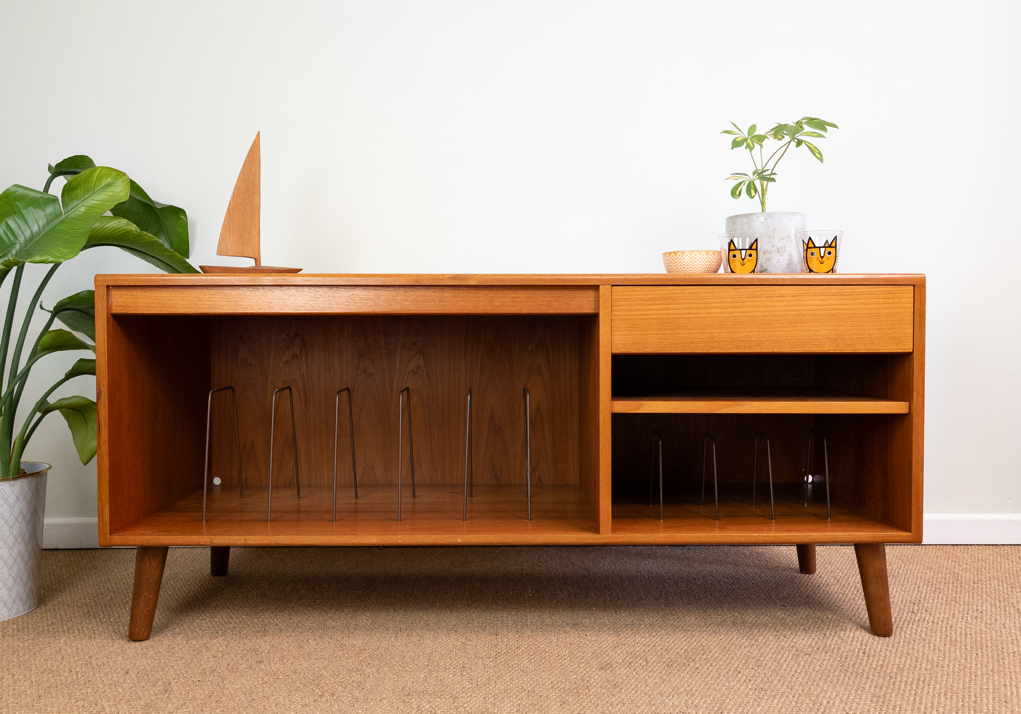 Refinished Vintage Mid-Century Teak G-Plan Sideboard Record Cabinet TV Stand
